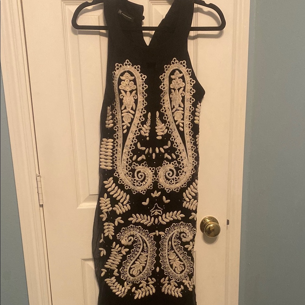 Elegant Black and White Embroidered Dress